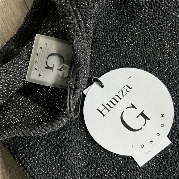 Hunza G Nancy Metallic One-Shoulder One-Piece Swimsuit Glittering Black OS NWT - Picture 15 of 15